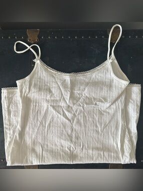 NOBLE Ivory Ribbed Camisole | Lace Trim